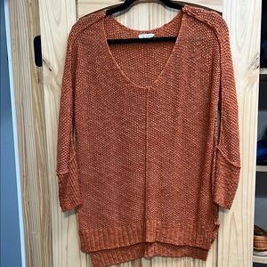 Free People Orange Knit Sweater